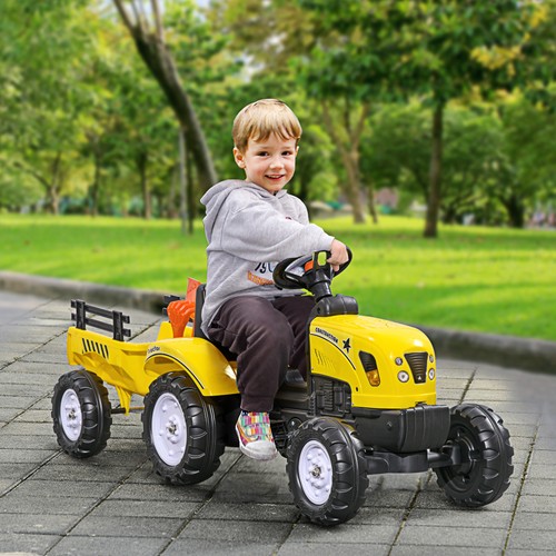 Kids ride tractor with - ride, back