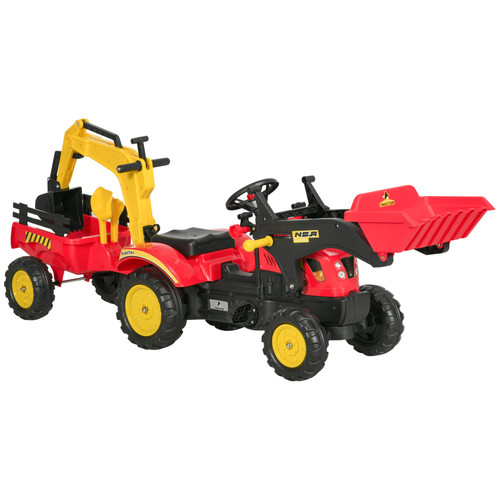 Homcom kids pedal tractor ride - kids,